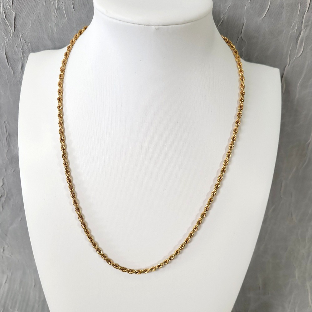 Monet Rope Chain Necklace Women 19" Gold Tone Vintage Twisted Link Jewelry